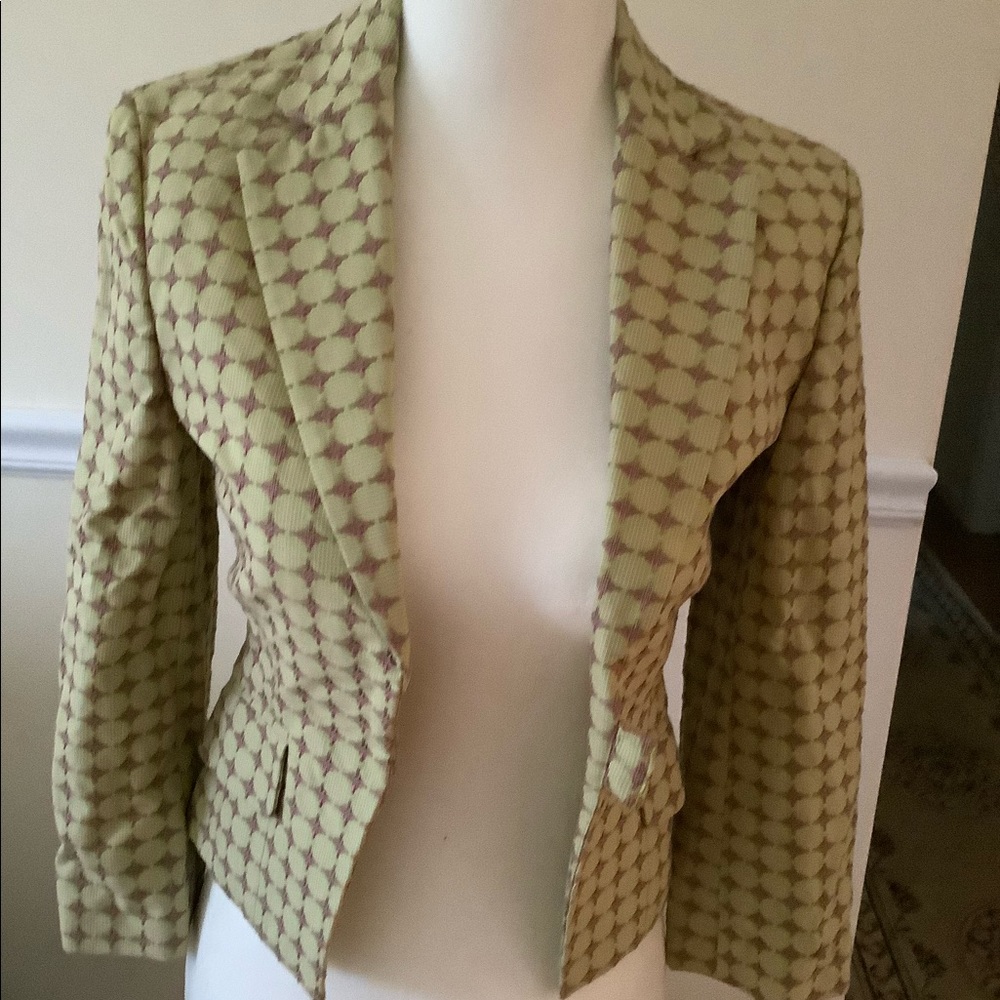 BCBG lime green and pink embroidered jacket
